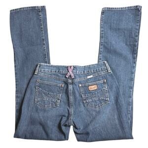 Women's Wrangler Breast Cancer Awareness Jeans Size 7/8 x 35, Bootcut Midrise